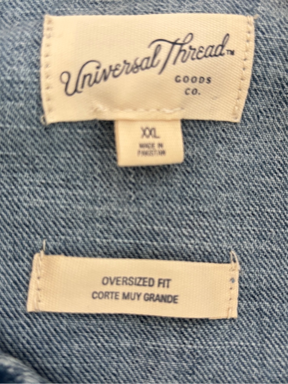 Universal Thread XXL Denim Barn Jacket Corduroy Collar Blue Button Front - Picture 4 of 6